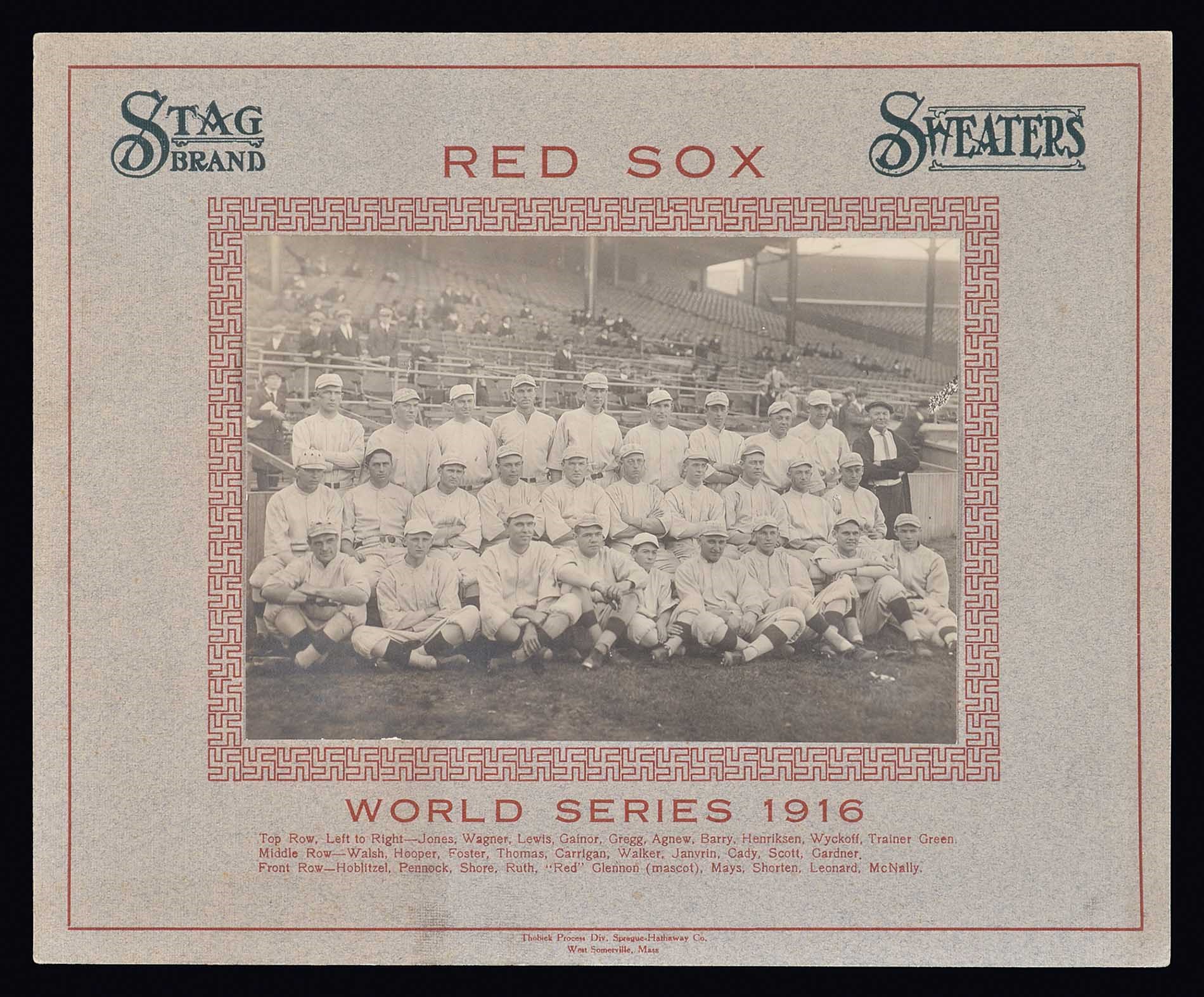 1916 Boston Red Sox Stag Brand Sweaters